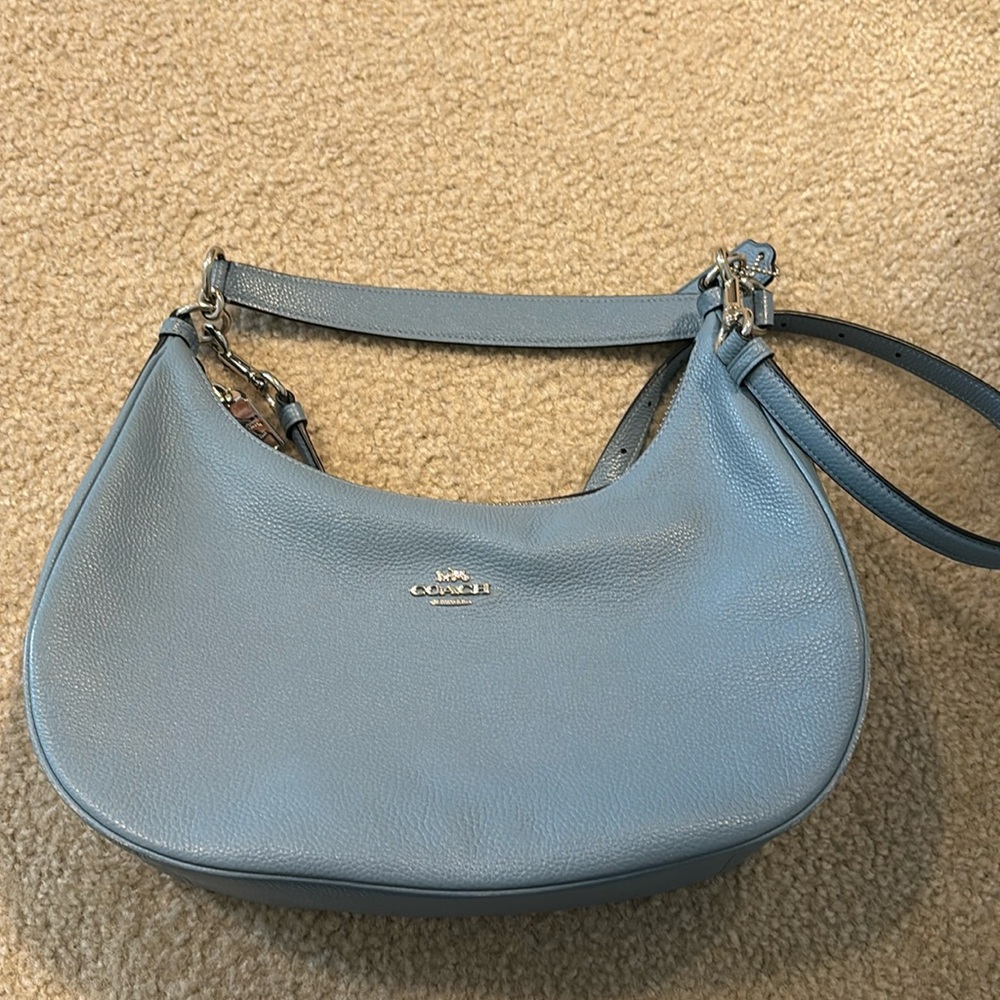 Coach Light Blue Leather Hobo Bag